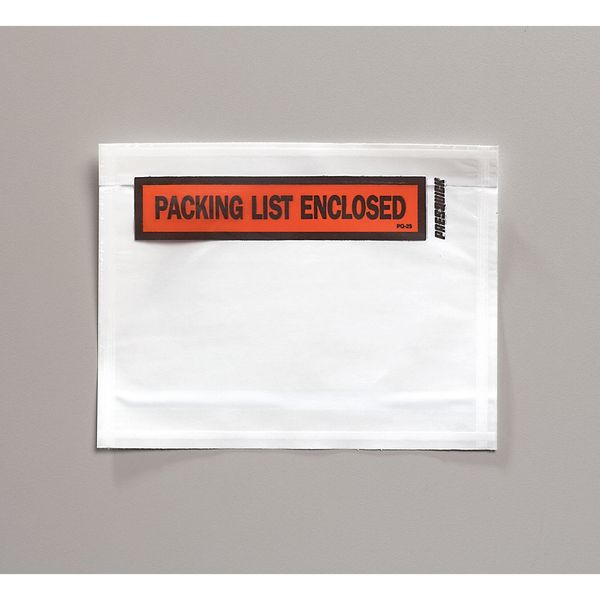 Zoro Select Packing List Envelope, 6-1/2 In, PK1000 4UDR8