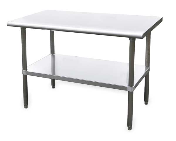 Zoro Select Fixed Work Table, SS, 48" W, 30" D 4UEJ6