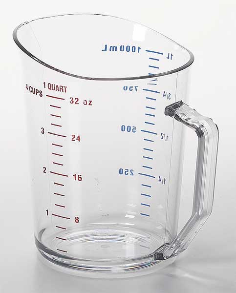 Cambro Liquid Measuring Cup, 1 Qt., Clear, PK12 CA100MCCW135