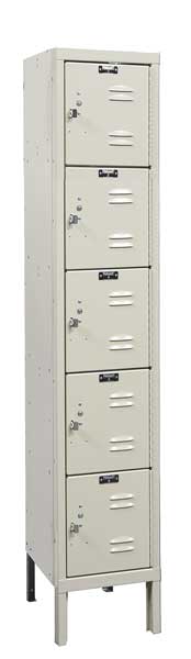 Hallowell Box Locker, 12 in W, 18 in D, 66 in H, (1) Wide, (5) Openings, Tan U1286-5A-PT