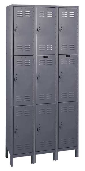 Zoro Select Wardrobe Locker, 36 in W, 15 in D, 78 in H, (3) Tier, (3) Wide, Dark Gray 4VFL8