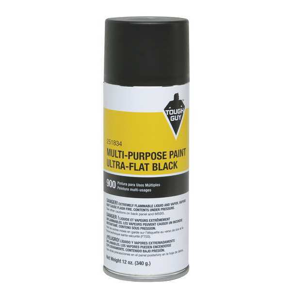 Tough Guy Spray Paint, Black, Ultra-Flat, 12 oz. 251834
