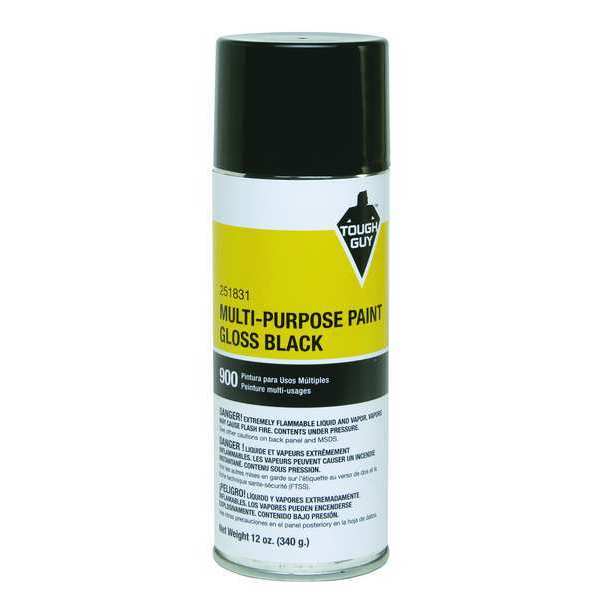Tough Guy Spray Paint, Black, Gloss, 12 oz. 251831