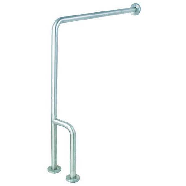 Zoro Select 30" L, Wall Mounted, Right, Stainless Steel, Grab Bar Floor-to-Wall, Satin With Textured Finish 4WMG9