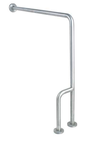 Zoro Select 30" L, Wall Mounted, Left, Stainless Steel, Grab Bar Floor-to-Wall, Satin 4WMH1