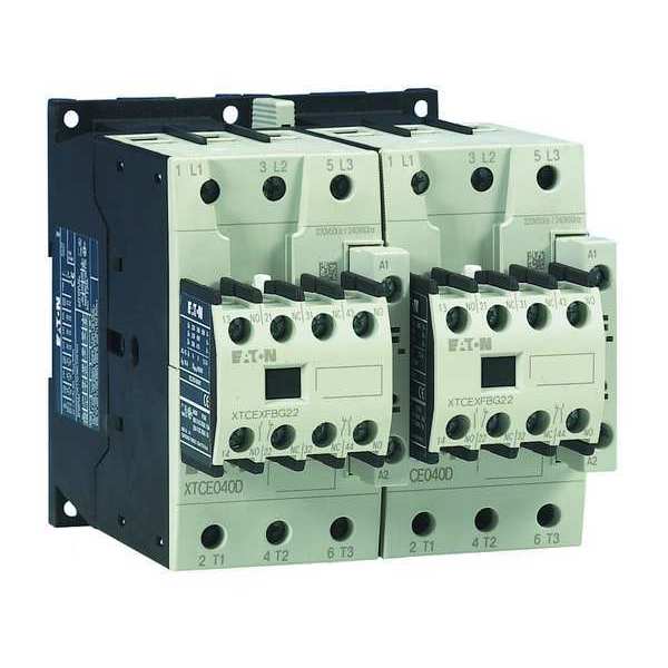 Eaton IEC Magnetic Contactor, 3 Poles, 120 V AC, 40 A, Reversing: Yes XTCR040D11A