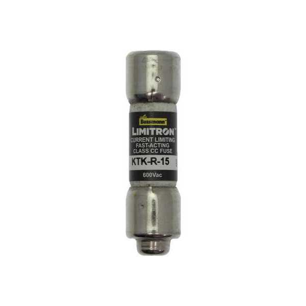 Eaton Bussmann UL Class CC Fuse, Fast Acting, 15A, KTK-R Series, 600V AC, Not Rated, 1 1/2 in L x 13/32 in dia KTK-R-15