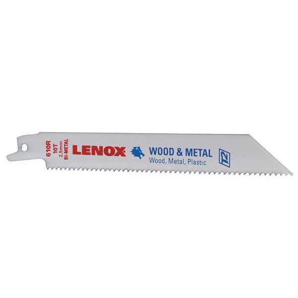 Lenox 6" L x 10 TPI General Purpose Cutting Bi-metal Reciprocating Saw Blade, 5 PK 20562610R