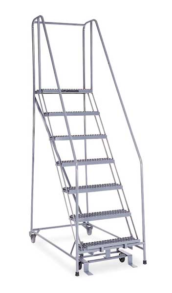 Cotterman 100 in H Stainless Steel Rolling Ladder, 7 Steps, 450 lb Load Capacity 1007R2630A3E10B4SSP6