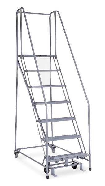 Cotterman 100 in H Stainless Steel Rolling Ladder, 7 Steps, 450 lb Load Capacity 1007R2630A1E10B4 SS P6 P8
