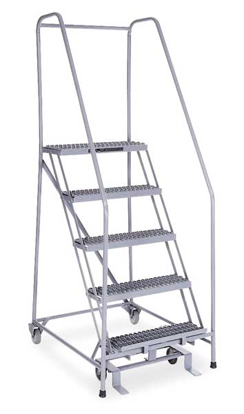 Cotterman 70 in H Steel Rolling Ladder, 4 Steps, 450 lb Load Capacity 1004R2630A3E10B4C1P6