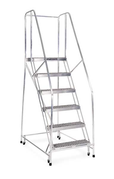 Cotterman 90 in H Aluminum Rolling Ladder, 6 Steps, 350 lb Load Capacity A6R2630A3B3C50P6