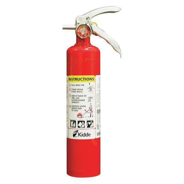 Kidde Fire Extinguisher, Class ABC, UL Rating 1A:10B:C, Dry Chemical, 2.5 lb capacity, 15 ft Range PROPLUS2.5