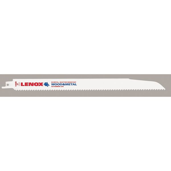 Lenox 12" L x 6 TPI Nail Embedded Wood Cutting Bi-metal Reciprocating Saw Blade, 25 PK 20495B156R