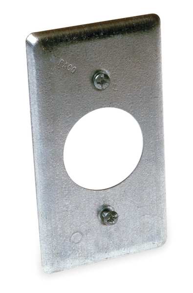 Raco Electrical Box Cover, Square, 1 Gang, Rectangular, Galvanized Zinc, Single Receptacle 863