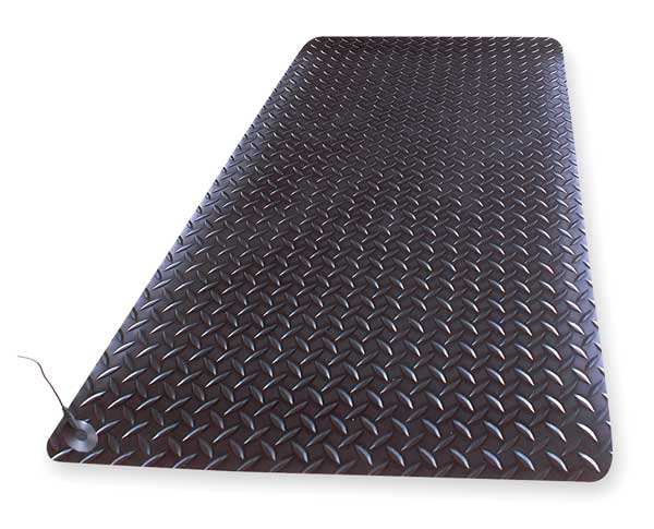Notrax Black Static Dissipative Mat 9/16 in Thick, Vinyl Laminate 826S0035BL-RS