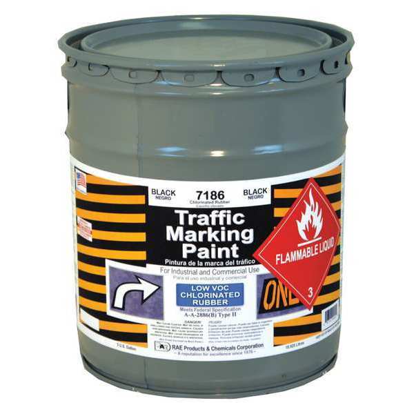 Rae Traffic Zone Marking Paint, 5 Gal., Black, Chlorinated Solvent -Based 7186-05