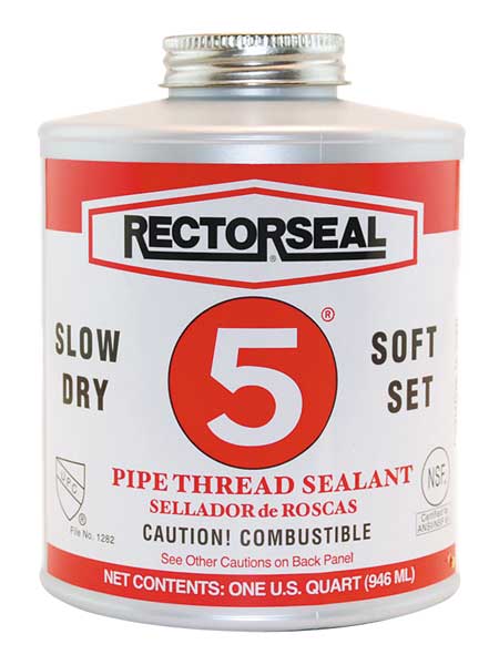 Rectorseal Pipe Thread Sealant 32 fl oz, Brush-Top Can, No. 5, Yellow, Paste 25300