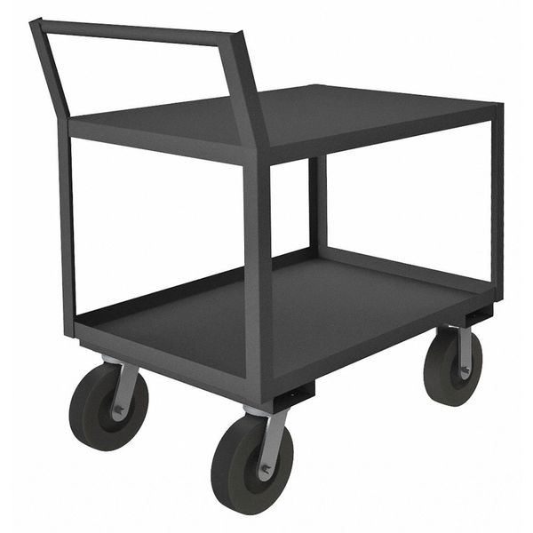 Zoro Select Low-Profile Utility Cart with Lipped & Flush Metal Shelves, Steel, Raised, 2 Shelves, 1,200 lb LDO-243641-2-8PO-95