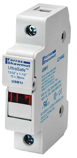 Mersen Finger Safe Fuse Block, 1 Poles, 30A Amp Range, 24V DC Volt Rating USM1I-DC24