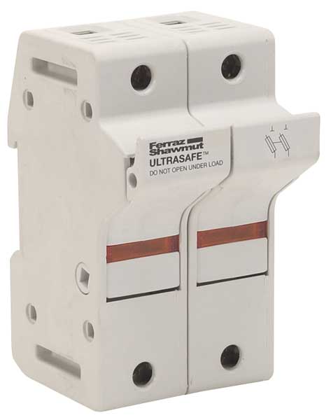 Mersen Finger Safe Fuse Block, J UL Class, 2 Poles, 60A Amp Range, 600V AC/DC Volt Rating US6J2I