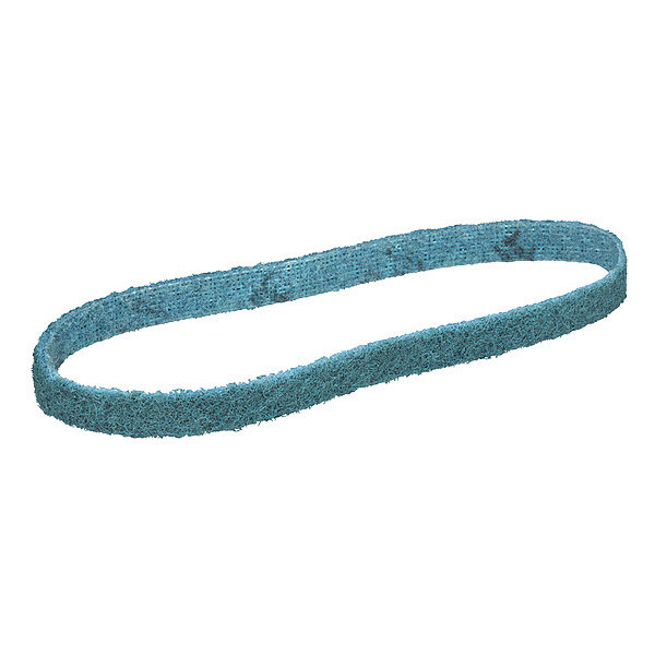 Scotch-Brite Sanding Belt, 3/4 in W, 18 in L, Non-Woven, Aluminum Oxide, Very Fine, SC-BS, Blue 7000120700