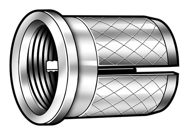 E-Z Lok Press Insert, #2-56 Int Thrd Sz, 5/32 in L, 9/64 in Dia., 18-8 Stainless Steel, Plain, 25 PK 260-002-CR-PK25