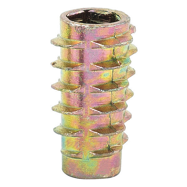 Zoro Select Hex Drive Threaded Insert, 1/4"-20 Int Thrd Sz, 25/32 in L, 29/64 in Dia., Zinc Alloy, Plain 801420-20-PK100