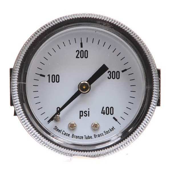 Pressure Gauge, 0 to 400 psi, 1/4 in MNPT, Steel, Black