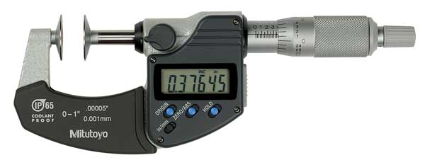 Mitutoyo Digital Disk Micrometer, 0 to 1", 0.00005" 323-350-30