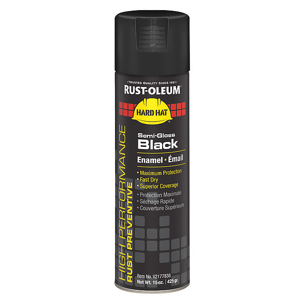 Rust-Oleum Rust Preventative Spray Paint, Black, Semi-Gloss, 15 oz. V2177838