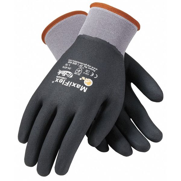 Pip Foam Nitrile Coated Gloves, Full Coverage, Black/Gray, XS, PR 34-876