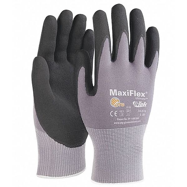 Pip MaxiFlex Ultimate Seamless Knit Gloves, Foam Nitrile Coated, Palm/Finger, Black/Gray, M, 1 Pair 34-874