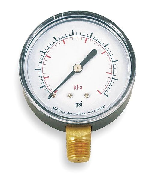 Zoro Select Pressure Gauge, 0 to 1000 psi, 1/8 in BSPT, Plastic, Black 4CJR7