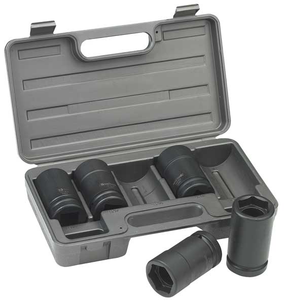 Otc 1" Drive Socket Set SAE, Metric 5 Pieces 1 1/2 in, 33mm to 41mm , Black Oxide 1944