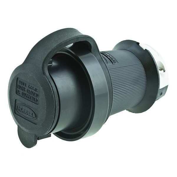 Hubbell 20A Watertight Twist-Lock Plug 2P 3W 250VAC L6-20P BK/WT HBL2321SW