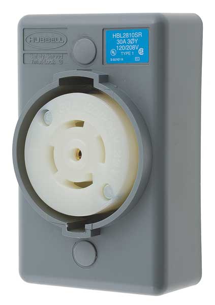 Hubbell 30A Locking Receptacle 4P 5W 120/208VAC L21-30R GY HBL2810SR