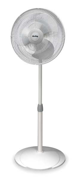 Air King 16" Pedestal Fan, Oscillating, 3 Speeds, 120VAC, White with Gray Accents, Head Tilting Adjustment 9126