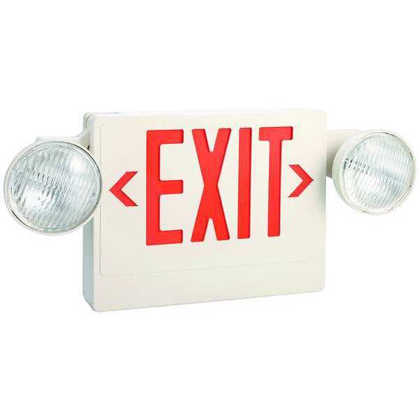 Lumapro Exit Sign, ABS, LED/Incandescent, 12W, Red 40CP82