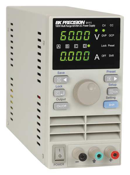 B&K Precision DC Power Supply, Digital, 60V, 8A, 7 in. H 9111