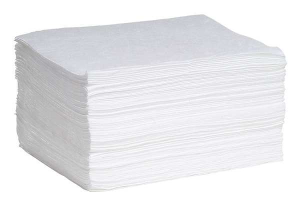 Spilltech Absorbent Pad, 26 gal, 15 in x 19 in, Oil-Based Liquids, White, Polypropylene WP100M