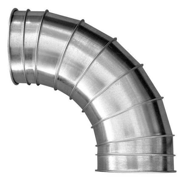 Nordfab Round 90 Degree Elbow, 10 in Duct Dia, Galvanized Steel, 22 GA, 22-1/4" L 8040400012