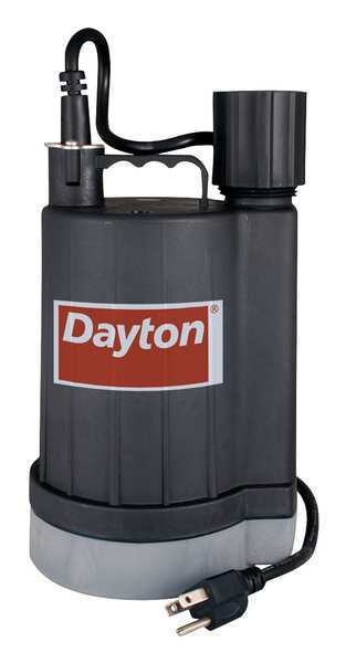 Dayton Sensor Utility Pump, 1/4HP, 120V, 50ft.Cord 40GT80