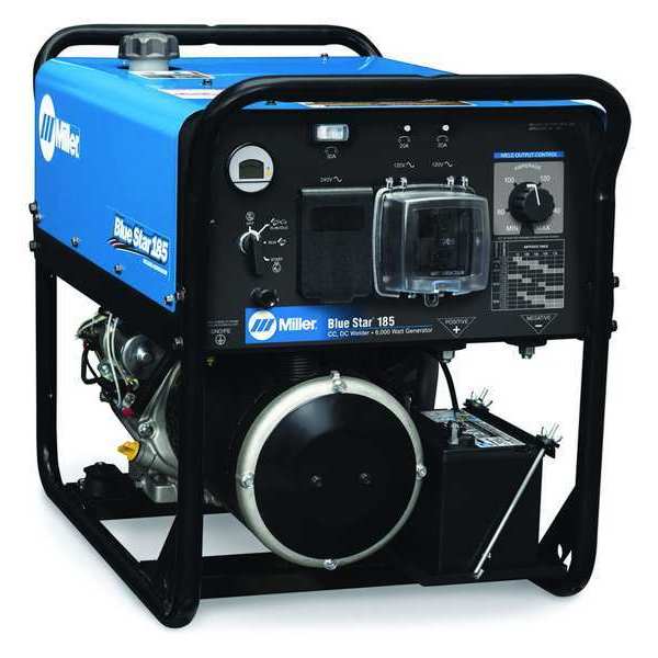 Miller Electric Engine Driven Welder, Blue Star 185 Series, Electric Start, 13 hp, Gas, 6,500 W Peak 907664