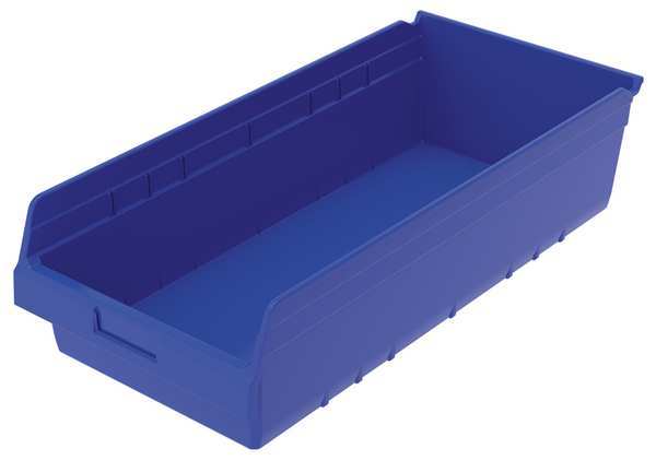 Akro-Mils 35 lb Shelf Storage Bin, Plastic, 11 1/8 in W, 6 in H, Blue, 23 5/8 in L 30014BLUE