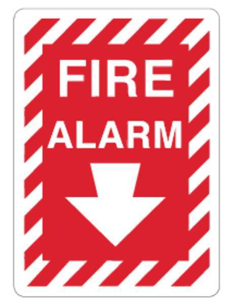 Zing Sign, Fire Alarm, Down Arrow, 14X10", Glow 2891G