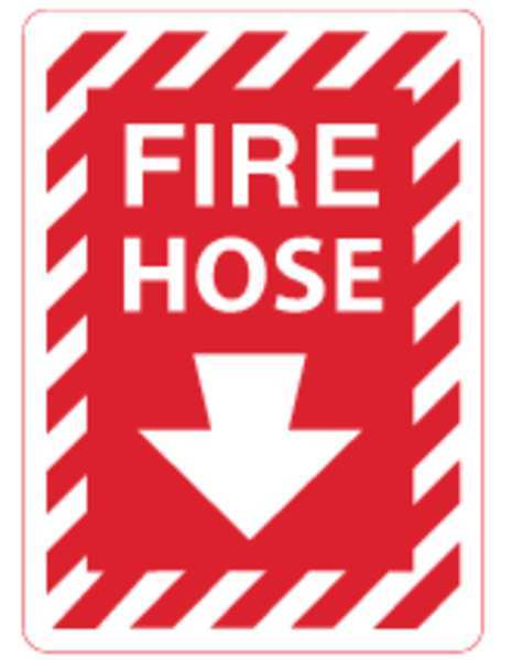Zing Sign, Fire Hose, Down Arrow, 10X7", ADH 1893S