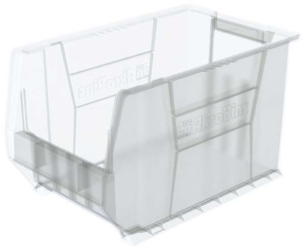 Akro-Mils 200 lb Storage Bin, Plastic, 12 3/8 in W, 12 in H, Clear, 20 in L 30282SCLAR