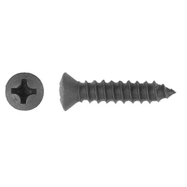 Zoro Select Sheet Metal Screw, #8 x 11/16 in, Black Phosphate Steel Oval Head Phillips Drive, 100 PK 1184PK