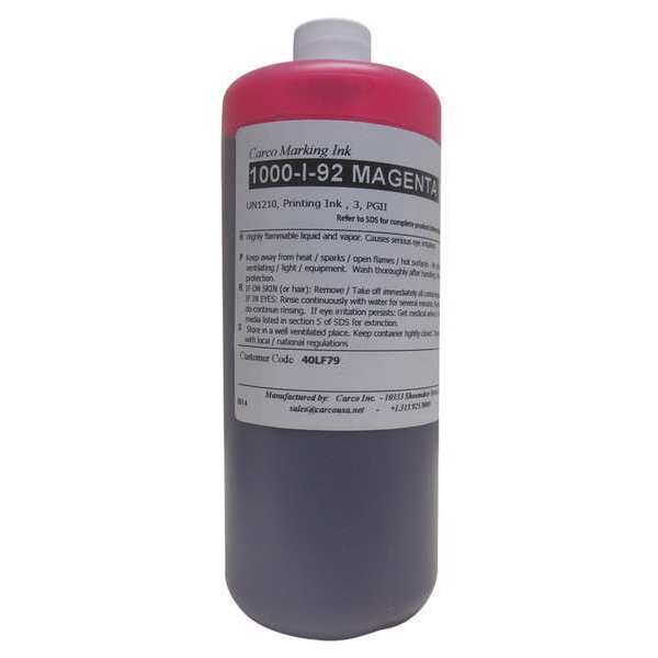 Carco Marking Ink, Dye, Magenta, 30 to 60 sec 1000-I-92 MAGENTA